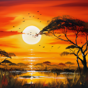 Canvas Wall Art - Savanna Sunset - E0001
